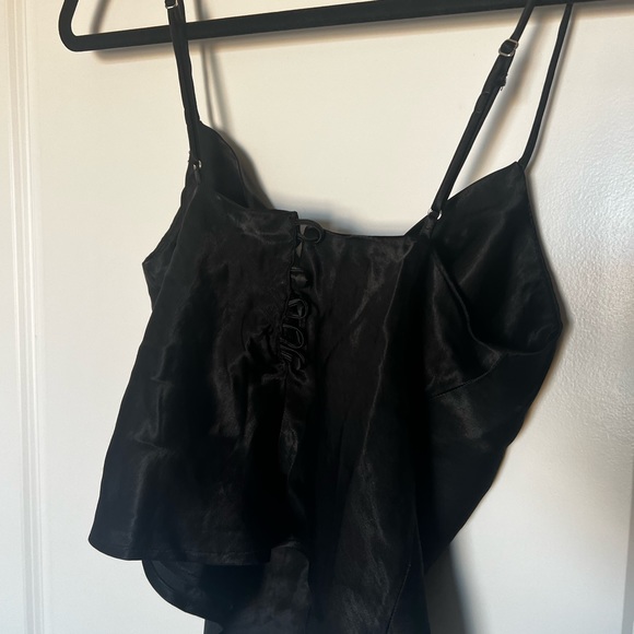 Zara - Black Satin Crop Top - Picture 2 of 3